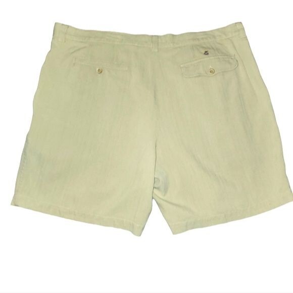 Tommy Bahama Men's Beige 100% Silk Pleated Front Shorts Size 40 - Picture 2 of 5